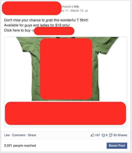 selling teespring facebook link post color